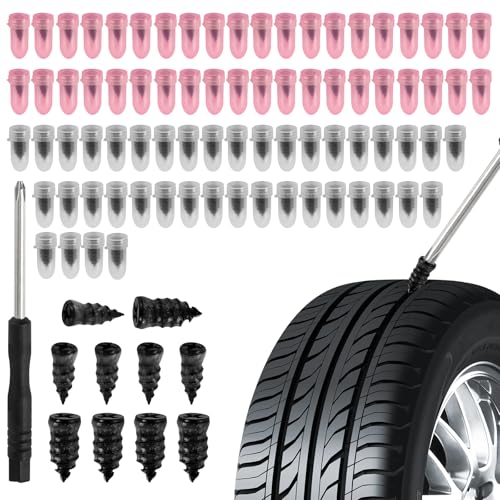 80 peças Prego de borracha para pneus, pregos de reparação de pneus a vácuo com chave de fenda, pregos de reparação de pneus a vácuo com chave de fenda, para automóvel mota camião