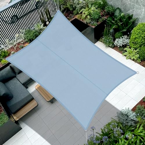 Cool Area Toldo vela de sombra impermeável, retangular, 4 x 5 m, proteção UV, PES para pátio exterior e jardim, terraço, cinzento azul