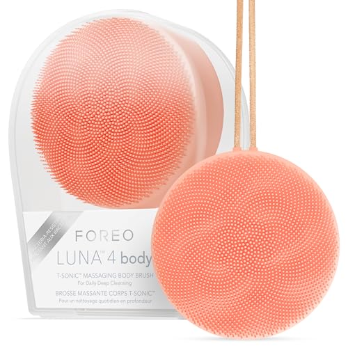 FOREO LUNA 4 body escova de corpo - cuidado com toda a pele - esfoliante para o corpo - melhora a absorção de loções - ferramenta de drenagem linfática premium - impermeável - Peach Perfect