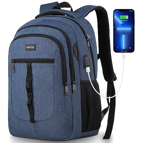 Mochila escolar, mochila para homem e jovem mochila portátil para adolescente estudante universidade instituto escritório trabalho 15,6 polegadas azul