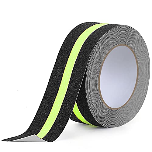 OQingluan Fita antiderrapante escadas, 5 cm * 10 m, fita antiderrapante que brilha no escuro, fita adesiva antiderrapante, fita antiderrapante segurança, para interiores e exteriores
