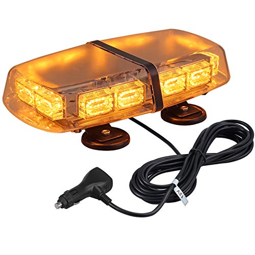 AUTOUTLET Luz estroboscópica luz de aviso 72 LED, 12 V/24 V luz intermitente de emergência com 4 bases magnéticas, cabo de alimentação 5 m, 7 modos, IP65, para reboque camião de 36 W, Âmbar