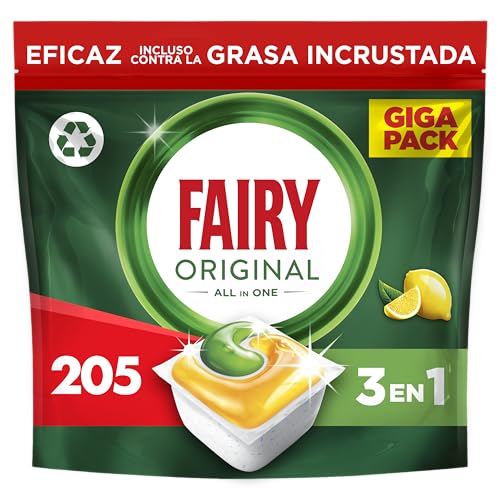 Fairy Cápsulas originais tudo em uma máquina de lavar louça, limão, 5 x (21 + 20) cápsulas, eficazes mesmo na gordura seca