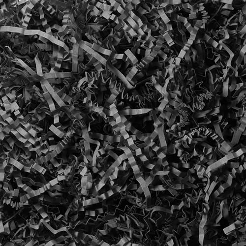 Mamiddle 200 g Armatas de papel Raffia para enchimento - enchimento para cestas de presente, decoração de festa, embalagem de presentes e caixas decorativas (preto)