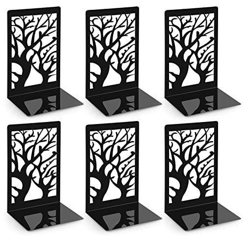 3 pares porta-livros, suporte livros estante de metal para livros grossos, antiderrapante, porta-livros para casa escritório biblioteca escola - 9,3 x 12 x 17,2 cm/preto