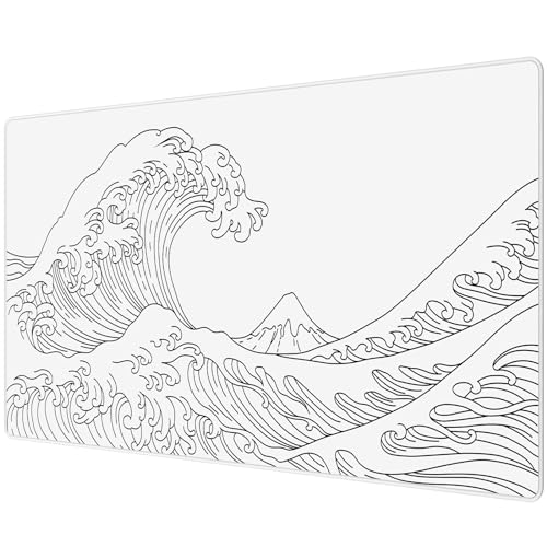 JIALONG XXL Speed Gaming Tapete de rato branco 900 x 400 mm, XXL tapete de rato - tapete de secretária impermeável antiderrapante para computador, PC e portátil