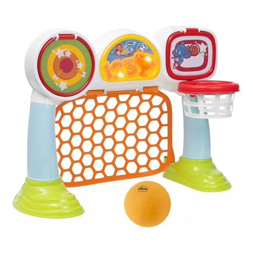 Chicco Multisport League Game, jogo eletrónico e interativo, cesta, marcador com luzes e sons, 3 modos de jogo, bola de plástico suave incluída, brinquedos para crianças dos 2 aos 5 anos