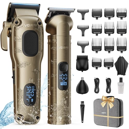 Vgrpro Máquina de cortar cabelo profissional para homem, corta-pelos homem sem fio para cortar o cabelo, kit de máquina de cortar cabelo e Trusters para homens, máquina de cortar cabelo com caixa de