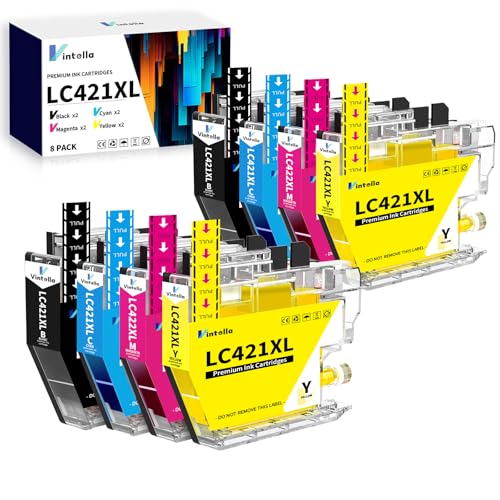 Vintella LC421XL Cartucho de tinta compatível com Brother LC421 LC-421XL LC-421XLVAL Multipack para Brother MFC-J1010DW DCP-J1140DW DCP-J1050DW (2 preto, 2 amarelo, 2 magenta Enta, 2 Ciano)