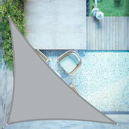 LOVE STORY Toldo triangular 3 x 3 x 4,25 m, impermeável, toldo cinzento, vela de sombra, PES poliéster, proteção UV a 95% para atividades ao ar livre, jardim, pátio