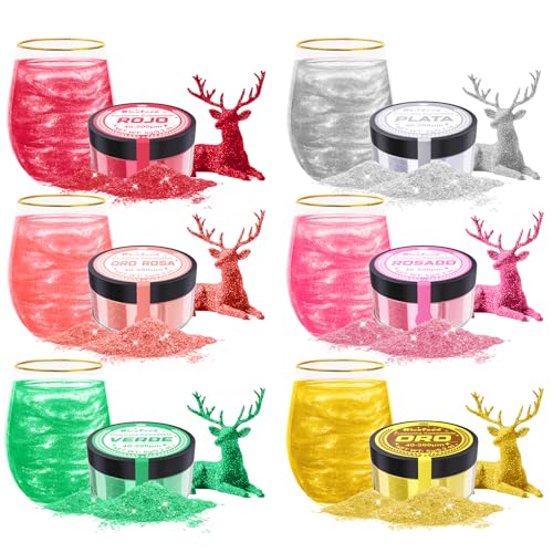 Purpurina Comestível - Kicofood Kit de 6 cores para sobremesas, cor alimentar para bolos de substituição, ouro comestível em pó para ondant cores, Donuts, pirulietas, sorvetes (5 g C/U)