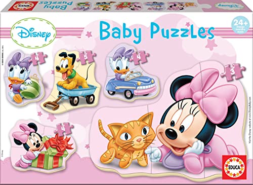 Educa, Baby Minnie Mouse 5 puzzles progressivos de 3 a 5 peças, multicolorido (15612)