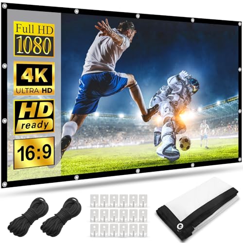 Tecido projetor de 100 polegadas, HOPFROG Tela para projetor exterior de dupla face 16: 9 4 K Full HD tela projetor portátil pendurar Wrinkle-Free Folding anti-luz para cinema em casa campismo