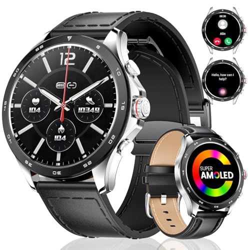 LIGE 1,43" AMOLED relógio inteligente Smartwatch homem para Android iOS com chamadas Bluetooth/400 mAh/15 dias de duração da bateria/IP68 impermeável/24H frequência cardíaca