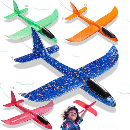 37 cm Avion brinquedos crianças 4 peças, aviões de poliespan, aviões de brinquedo planador de espuma, presente infantil Natal aniversário brinquedos presente para crianças de 5 6 7 8 9 anos, jogo ao