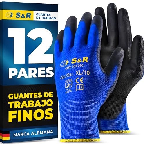 S&R Luvas de trabalho leves para homem - tamanho XL/10-12 pares.