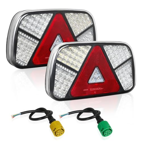 Yinaolan Luzes LED traseiras para reboque, 12 V, 2 unidades, luzes LED impermeáveis para reboque, conjunto de luzes de sinal de rotação para caravana, trator, camião, carrinha, RV