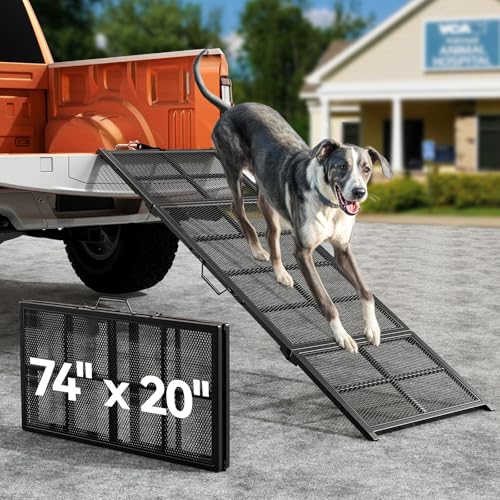 190 x 50 cm Rampa grande para cão para carro, campa portátil extra larga para cão médio e grande superfície, até 400 LBS Rampa de carro cão carro SUV/camião