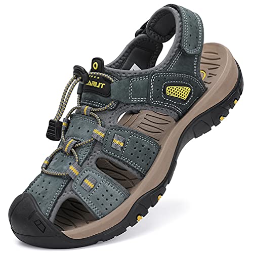 FLARUT Sandálias desportivas homem verão exterior caminhadas sapatos trekking casual sapatos de montanha couro sandálias de praia