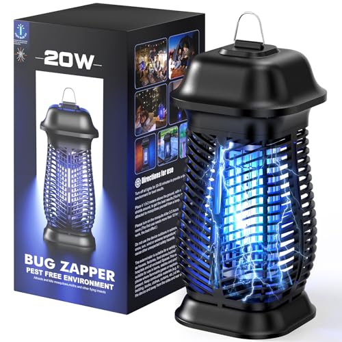 NIIYOCA Candeeiro anti-mosquitos elétrico, mata mosquitos elétrico, 4200 V 20 W UV, anti-mosquitos IPX4, impermeável, mosquitos elétrico não tóxico, mosquitos 360 graus mosquitos interior e exterior