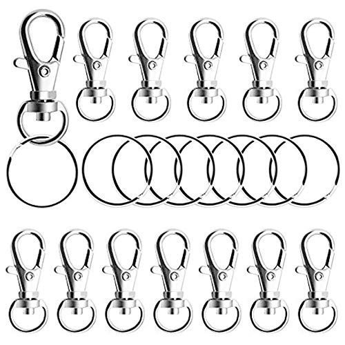 KINDPMA 100 peças fechos de mosquetão porta-chaves de metal broche giratório ganchos de lagosta com 26 mm anéis para porta-chaves personalizados fixar uma correia