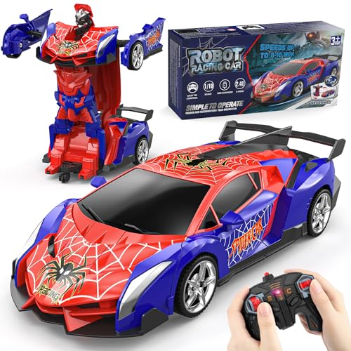 Carro telescópico robô, Spider Transformar RC carro rádio control remoto carro brinquedo meninos meninas 3 4 5 6 7 8 9 10 anos 2,4 GHz modelo escala 1/18 recarregável, jogo veículo presentes