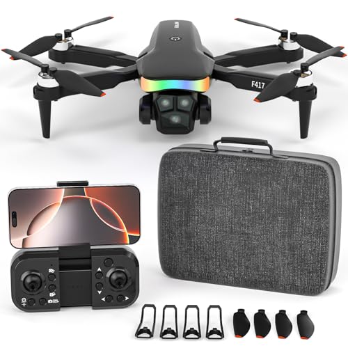 Mini drone com câmara lente ajustável elétrica LED RGB de 90° para adultos e principiantes, Quadcopter Dron FPV controlo gestos/gravidade modo sem cabeça manutenção de altura voo Waypoint, 3D Flip