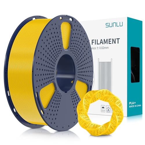 SUNLU Filamento PLA+ 1,75 mm, filtro para impressora 3D PLA Plus 1KG, melhor resistência, Neatly Wound, filtro de impressão 3D PLA, precisão dimensional +/- 0,02 mm, amarelo puro