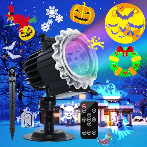 Decoração de Halloween, Segotendy 96 padrões projetor Halloween Natal exterior, impermeável luz de projetor Natal com controlo remoto temporizador para aniversário festa de ano novo presente