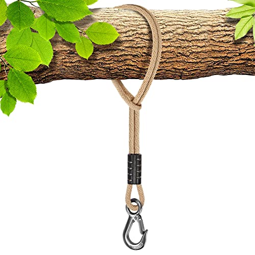 BeneLabel Corda balanço, 1 m rede baloiço corda de poliéster com gancho (400 lbs) para cadeira de árvore para exterior conjunto de parque infantil acessórios, até 2500 lbs, 10 mm diâmetro, natural