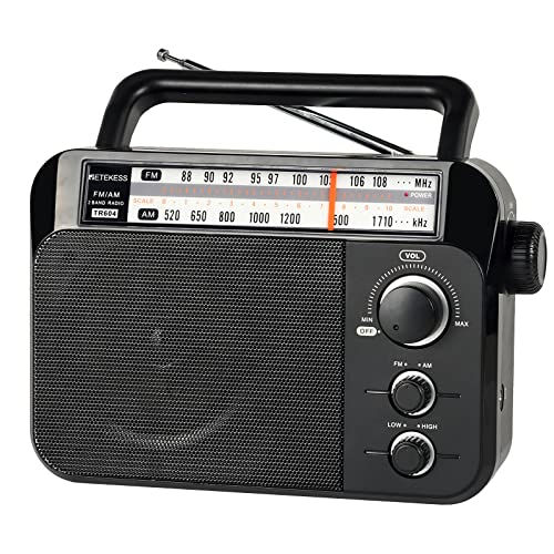 Retekess TR604 Rádio portátil, rádio Am FM, botão grande, altifalante grande, suporta ajuste de agudos e graves, fácil e simples de usar, adequado para idosos