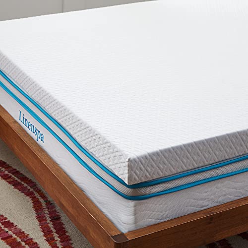 Linenspa Sobrecolchão viscoelástico para colchão 90 x 190 cm, espessura de 10 cm, com gel e capa com fecho de correr lavável, Oeko-Tex