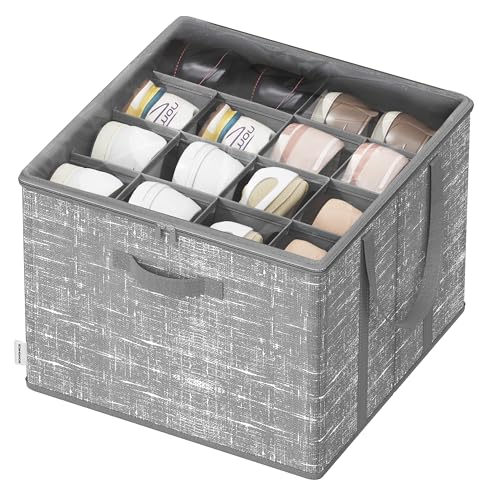 SONGMICS Organizador de sapatos, para até 16 pares, caixa para guardar sapatos, alças, tampa transparente, para armário entrada quarto, cinzento espanha LSP601G01