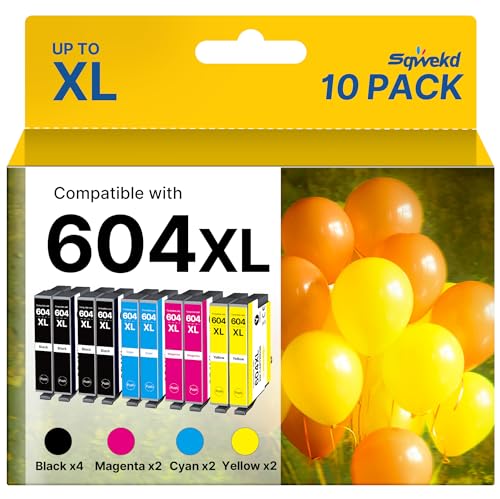 Sqwekd 604XL cartucho de tinta compatível com Epson 604 para Epson XP 2200 para XP 3200 para Expression Home XP-4200 XP-2205 XP-4205 Workforce WF-2930 (4 preto, 2 ciano, 2 Magenta. 2 amarelo)
