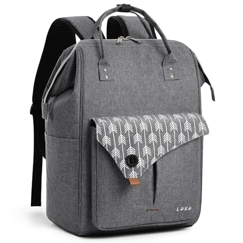 Lekesky - Mochila para computador portátil de 15,6", bolsa de escola, para viagens, negócios, universidade, para mulheres e homens, cor cinza escuro, cinzento, Durável, portátil, resistente