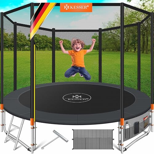 KESSER® Rede de segurança de substituição para trampolim, rede de proteção para trampolim, resistente a raios UV, Ø 244, 305, 366, 427 cm, porta de entrada com fecho de correr