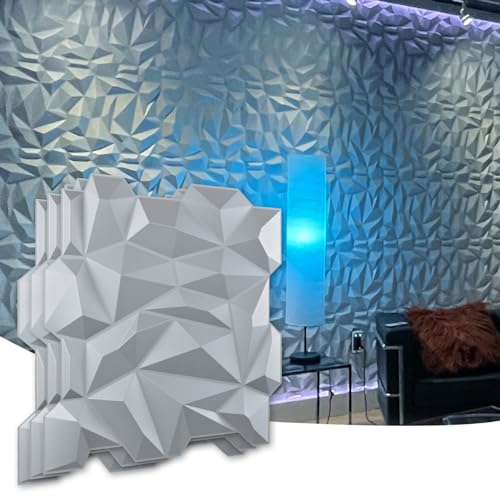 Art3d Forma de diamante painéis de parede 3D, painéis de parede 3D impermeável, painéis de parede cinzenta, painéis de PVC (12 peças/2,65tommee )