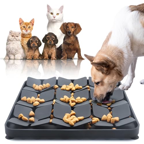 Tapete interativo para reduzir a ansiedade do seu cão ou animal de estimação | Brinquedo para estimulação do olfato e da inteligência, Comedidor antivoracidade (preto)