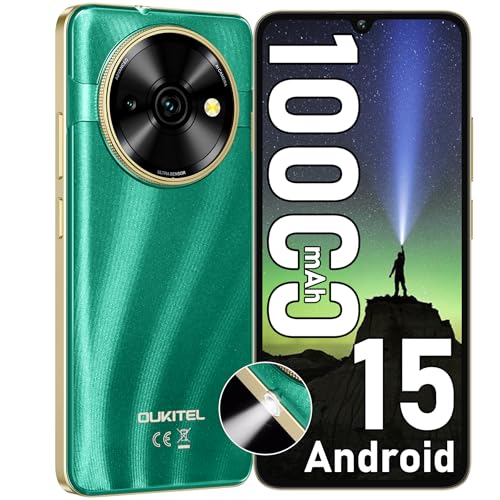 OUKITEL C59 Telefone telemóvel Android 15-2025, 6,88" HD 90Hz telemóveis livres, 10000 mAh Smartphone 120 LM, 16 GB + 128 GB/TF 1 TB telemóvel, câmara 13 MP, 4G dual SIM, 4G M Face ID/Impressão/GPS