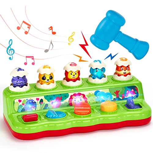 hahaland Brinquedos crianças 1 ano - animais Pop-up interativo com luzes e sons - brinquedos Montessori para crianças 1 2 3 anos presente educativo