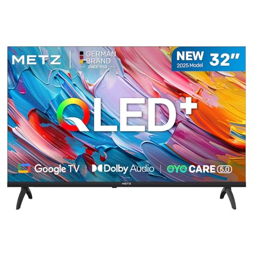 Metz 32MQF7000Z, TV Smart de 32 polegadas, QLED TV, Google com Google Assistant, HDR10, áudio Dolby, Bluetooth 5.1, preto (DVB-T/T2/S/S2/C ATV, Ci+) 2025
