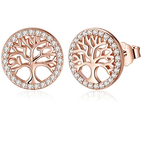 Jrêveinfini Árvore da vida brincos para mulher prata de lei 925 com caixa de presente, jóias finas e elegantes para mulheres