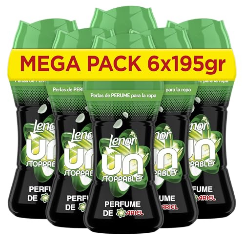 Lenor UNstoppables Pérolas de perfume para roupas, 96 lavagens (6 x 195 g), suave com fragrância de arel, potenciador de frescura