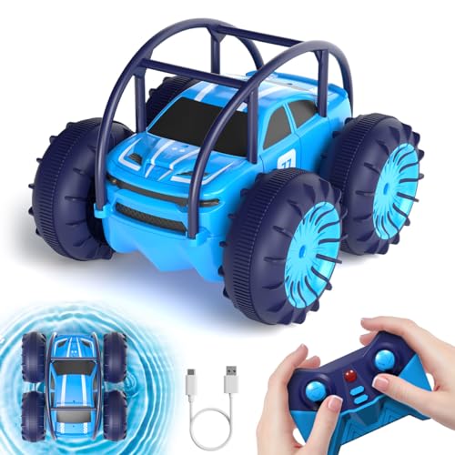 MaxTronic Carro telescópico de carregamento direto para crianças - carro RC Anfíbio 2,4 G 360 ° - 15 KM/H - 4WD - carro de crobacias todo-o-terreno com LED ajustável - meninos e meninas de 3 a 12 anos