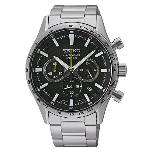Seiko Relógio analógico para homens de quartzo com correia em aço inoxidável SSB413P1