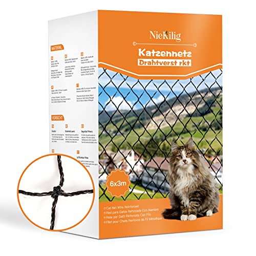 NieKilig Rede para gatos metálicos, 6 x 3 m, rede de segurança para malha de gatos, para varandas, janelas, clarabóias e portas