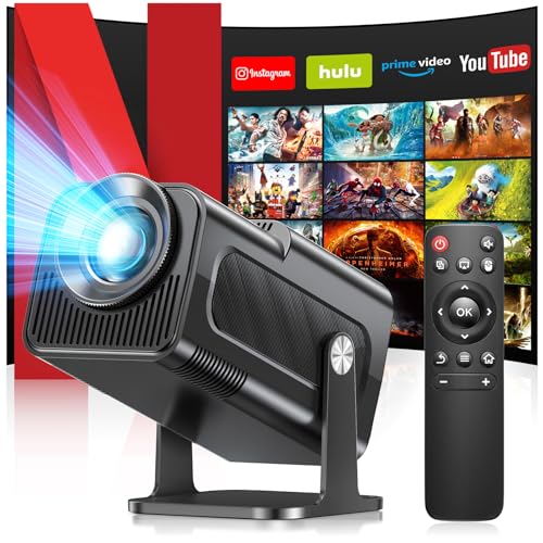 YEEFON Projetor portátil, suporte 4K 1080P Auto Keystone de 360° rotativo portátil, com Wi-Fi 6 Bluetooth 5.2, correção trapezoidal automática compatível com HDMI/TV Stick/Laptop