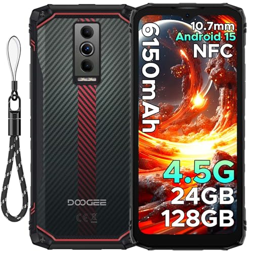 DOOGEE Blade10 Energy telemóvel resistente Android 15, 24 GB RAM + 128 GB ROM (TF 2TB), 6,56" HD+90Hz Telefone telemóvel inquebrável 4,5 G 6150 mAh bateria, Octa Core, 16 MP, Widevine L11115 IP68IP