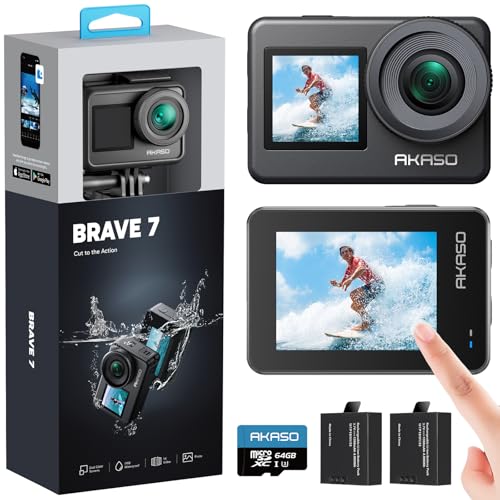 AKASO Brave 7 câmara desportiva 4K com cartão de memória microSDXC de 64 GB