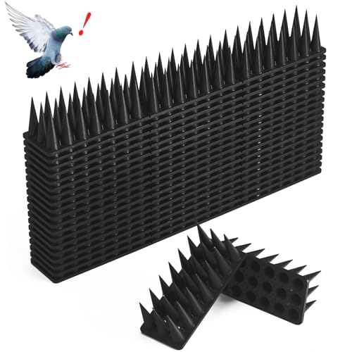 CIIC Espetos anti-pombos de 11,5 m, repelente de pombas de plástico, 40 peças com insetos anti-pombos anti-gatos, repelente pássaros controlo para varanda terraço, janela cercas - preto